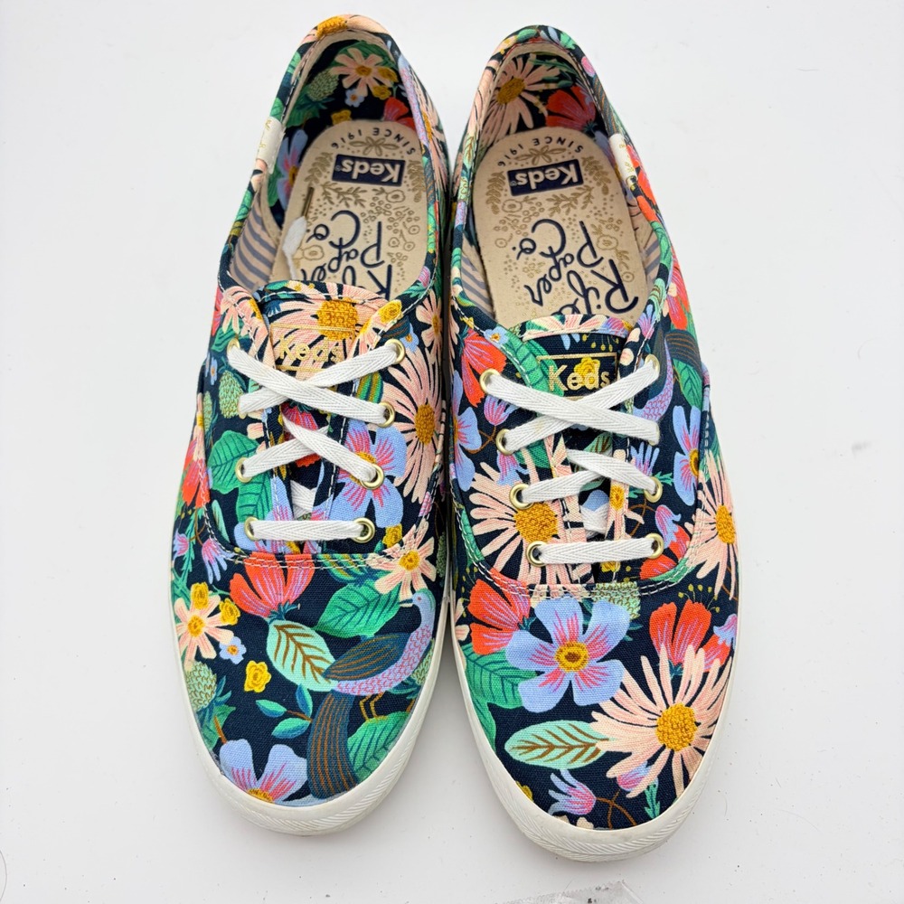Keds x Rifle Paper Co Champion Dovecote Floral Sneakers Navy Multi 9.5 Canvas - Picture 3 of 9